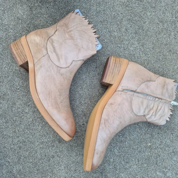 New NIB BED STU ROAN Leather Ankle Bootie Flame Edged Size 7.5 Southwestern Boho - Picture 6 of 16
